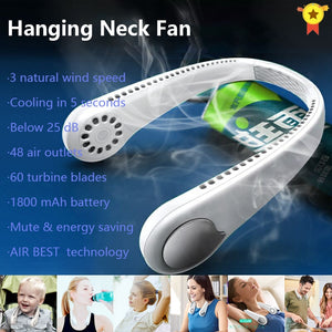 USB Rechargeable Xaomi Air Cooler Mini Electric Air Conditioner Portable Sport Outdoor Hanging Dual Wind Head Neck Cooling Fan - TOPRIS
