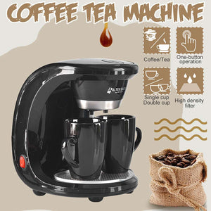450W Household Electric Drip Coffee Maker Auto Dual Cup Coffee Machine Dual-use American Coffee Tea Machine 110V/220V - TOPRIS